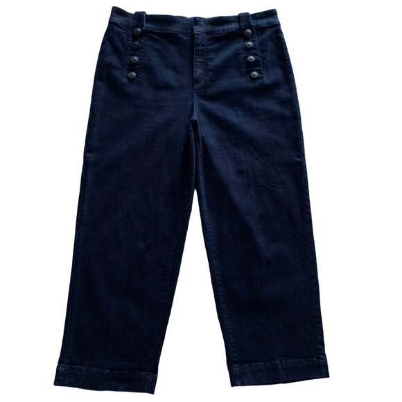 NWOT TALBOTS Womens' Marina Dark Wash Cropped Straight Leg Sailor Jeans Size 16 - Picture 6 of 9